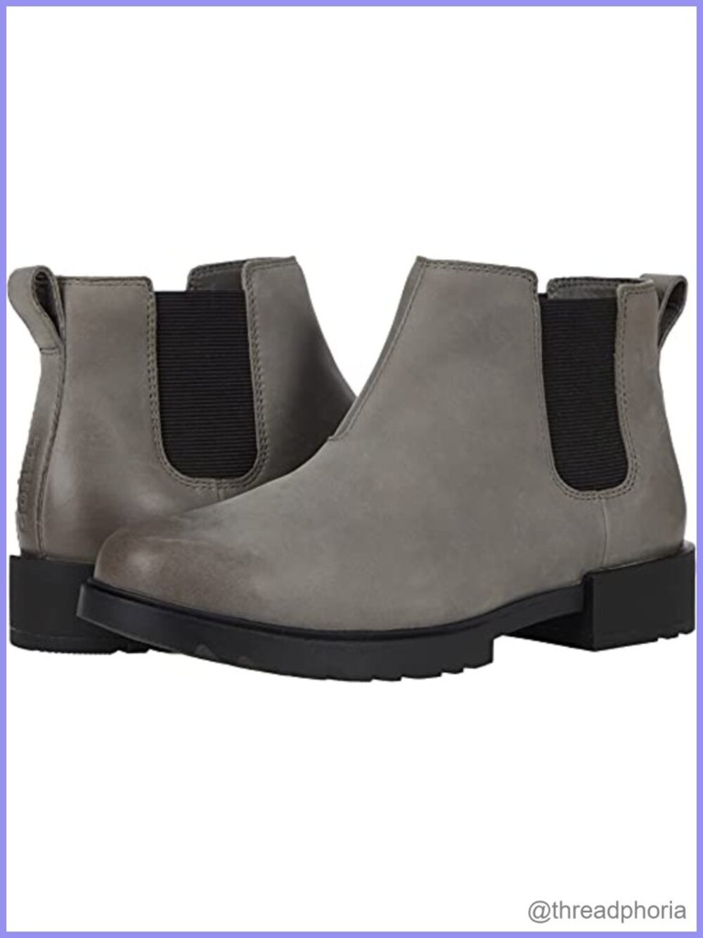 Waterproof Leather Chelsea Ankle Bootie with Block Heel Memory Foam